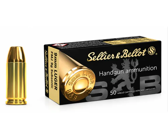 Pistolové náboje Sellier & Bellot 9 mm LUGER SUBSONIC / 9×19 FMJ 9,7 g / 150 gr