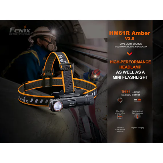 Nabíjecí čelovka Fenix HM61R Amber V2.0